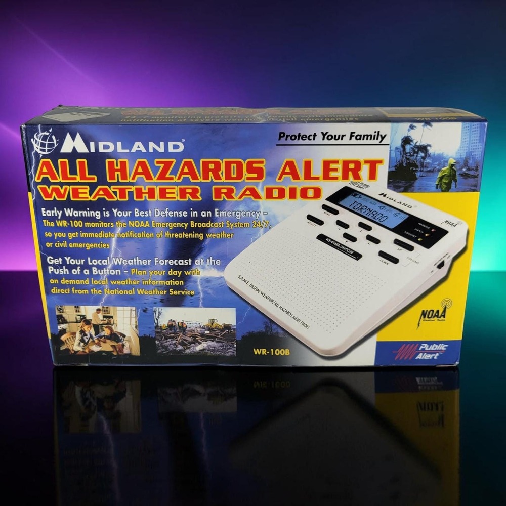 Midland WR-100B All Hazards Alert Weather Radio White Brand New SAME NOAA